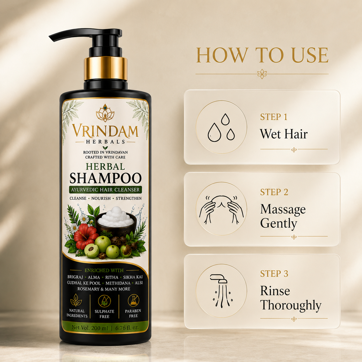 Vrindam Herbal Shampoo 100ml/200ml