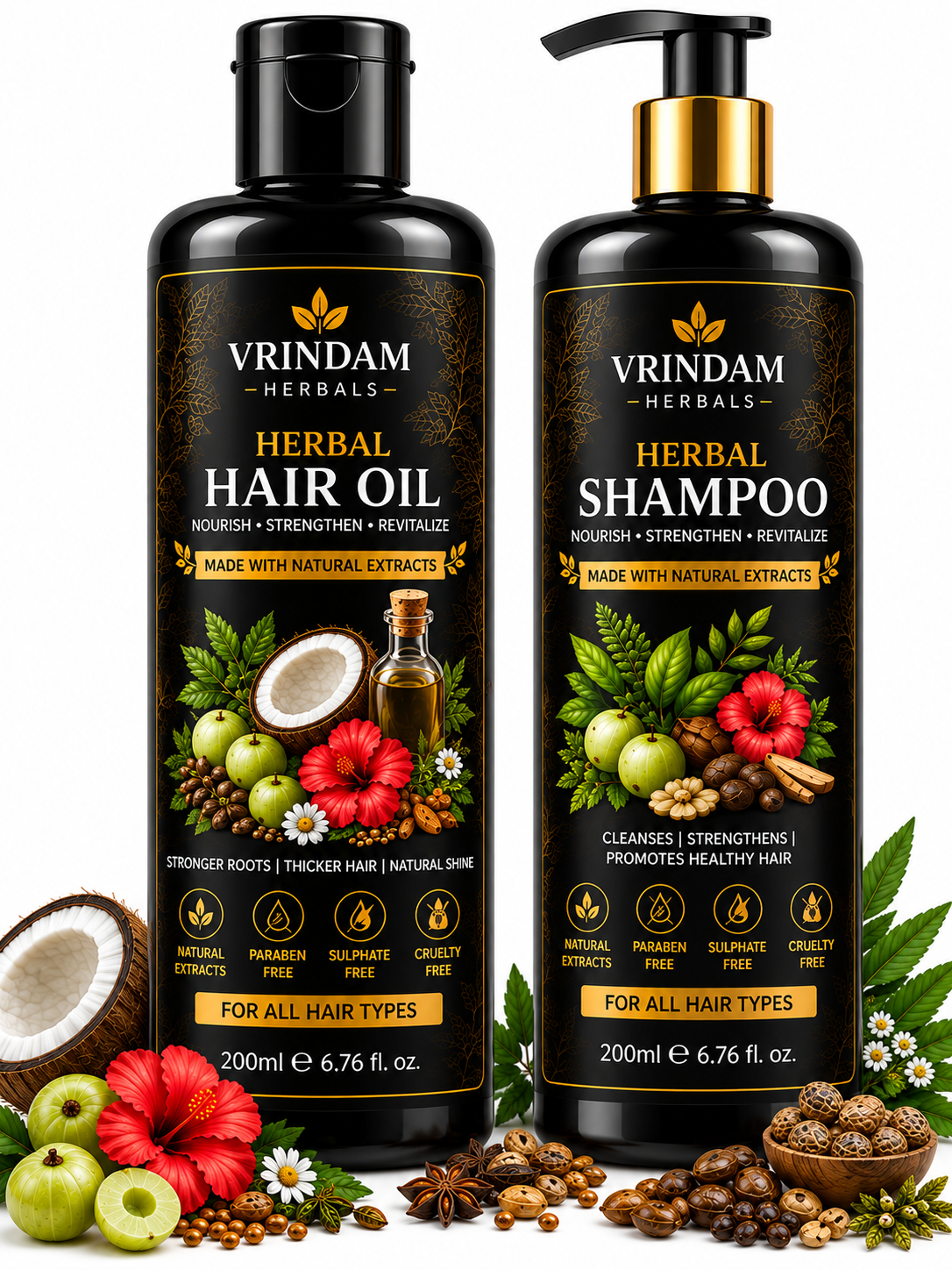 VRINDAM HERBALS Complete Hair Care Combo (200 ml + 200 ml)