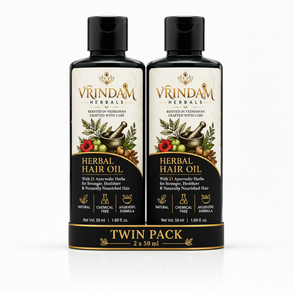 VRINDAM Herbal Hair Oil Twin Pack | 2 × 50 ml (100 ml)