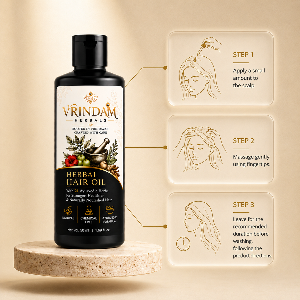 VRINDAM Herbal Hair Oil Twin Pack | 2 × 50 ml (100 ml)